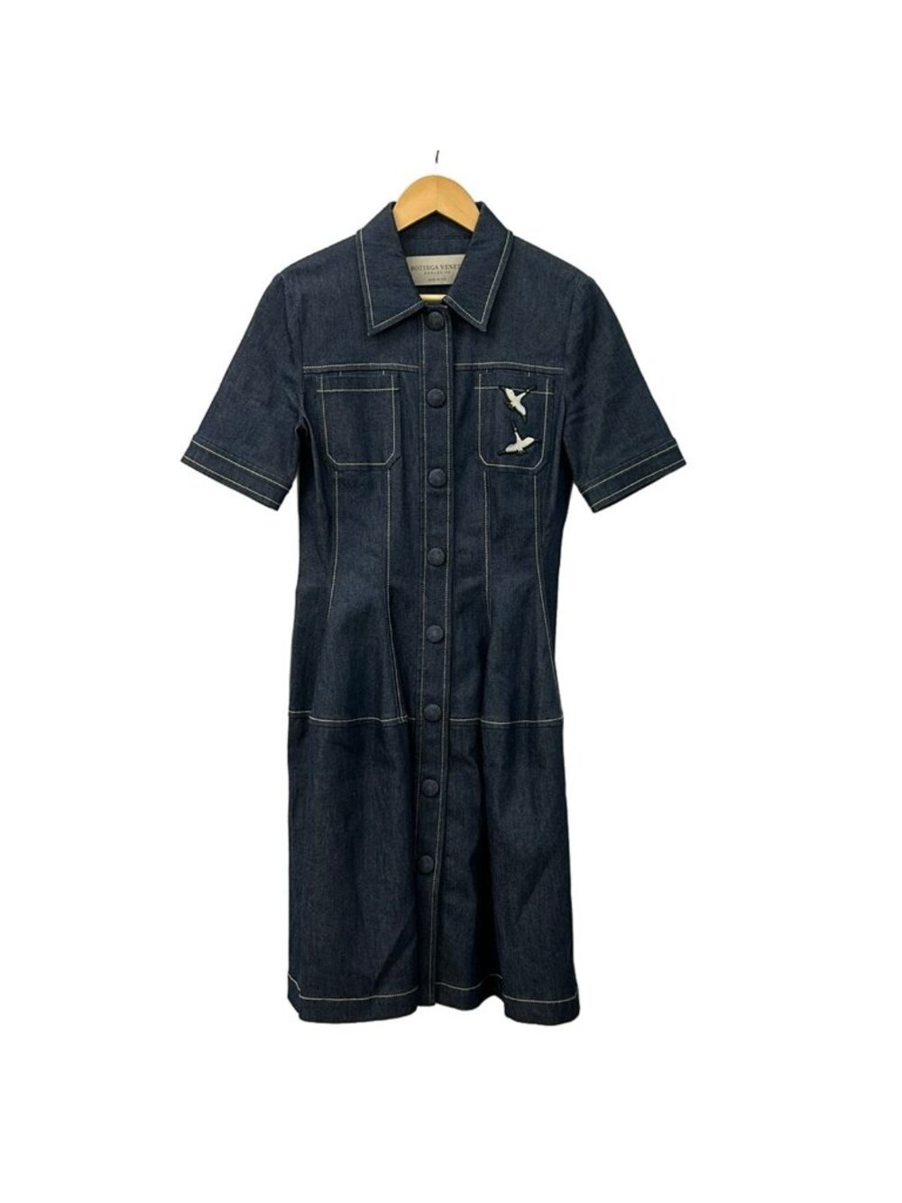 Bottega Veneta Dress 40 M Navy Regular Color Short Sleeve Long Denim Exclusive